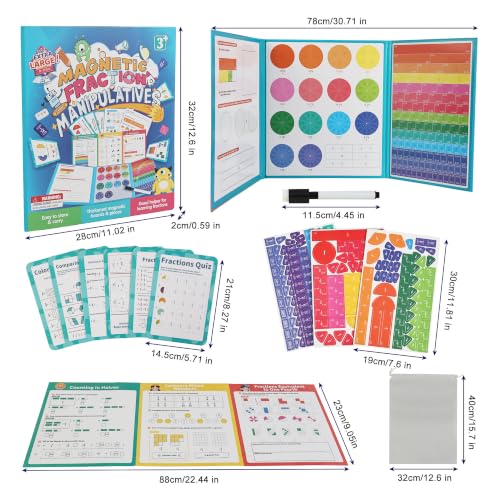 Magnetic Fraction Playbook, Math Manipulatives Fraction Book for Kids