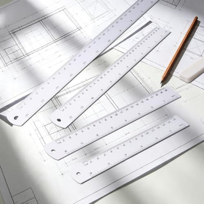 Unjoo Stainless Steel Ruler 2-Pack, 6", 12", (15cm,30cm) Dual Scale Ruler - size: 6,12 inch