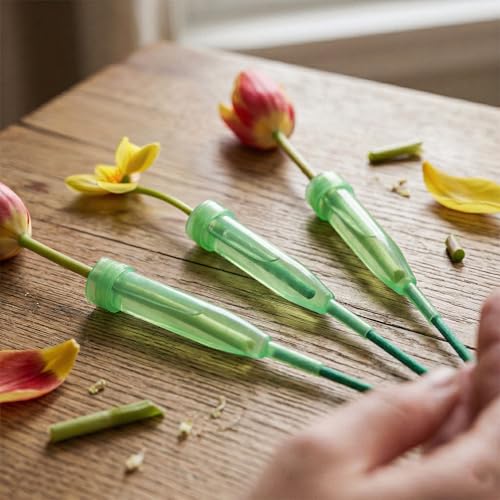 Royal Imports Floral Water Tubes with Caps – 4" Green Flower Vials 100 Pack - color: 4" Green-extendable 100 Pack