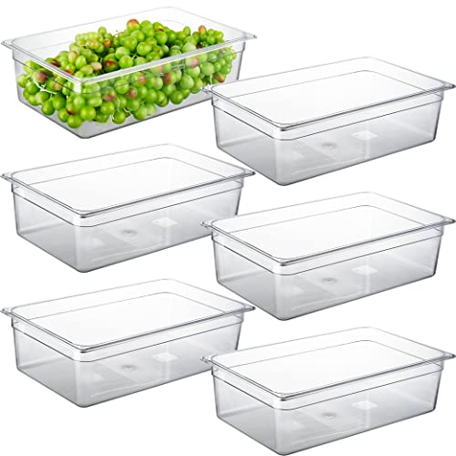 CURTA 6-Pack Full Size 6" Deep NSF Polycarbonate Food Pans | Dishwasher & Freezer Safe Clear Container for Prep Tables, Buffet, Salad Bar, Commercial & Home Kitchen - color: Full Size, size: 6" Deep