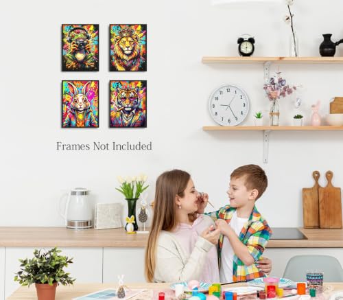 ZOIYINO Animal Graffiti Wall Art Prints,Kid Wall Art - color: Animal Graffiti Wall Art Prints