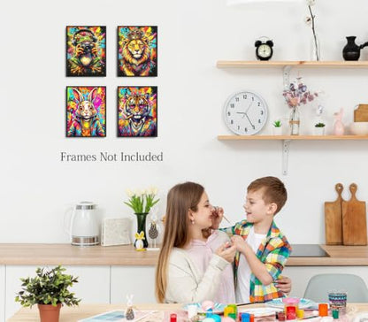 ZOIYINO Animal Graffiti Wall Art Prints,Kid Wall Art - color: Animal Graffiti Wall Art Prints
