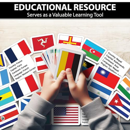 Zastic! 264 World Country Flags Flashcards - Capital, Languages & Continent