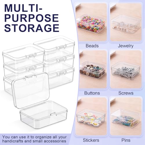 SATINIOR 8 Pcs Small Clear Plastic Container Box, 2.5×1.7×0.8in - size: 2.5×1.7×0.8in