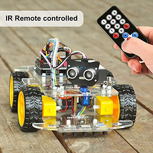 OSOYOO Robot Car Starter Kit for Arduino | STEM Remote Controlled App Educational Motorized Robotics for Building Programming Learning How to Code | IOT Mechanical DIY Coding for Teens Adults - style: V2.1 robot car Without battery