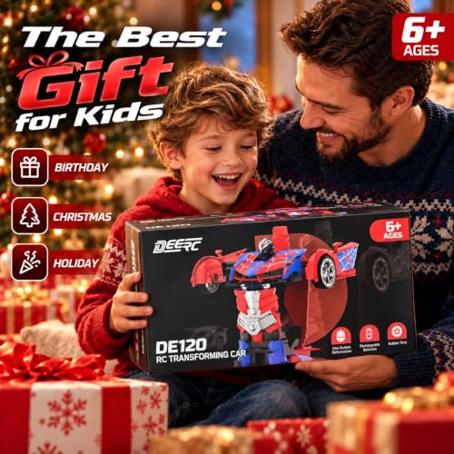 DEERC Spider Transforming RC Car for Boys, 2.4GHz Remote Control Robot Toy