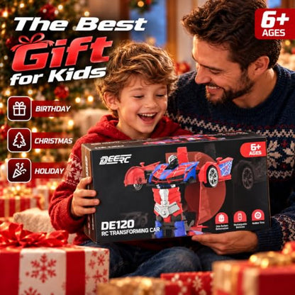 DEERC Spider Transforming RC Car for Boys, 2.4GHz Remote Control Robot Toy