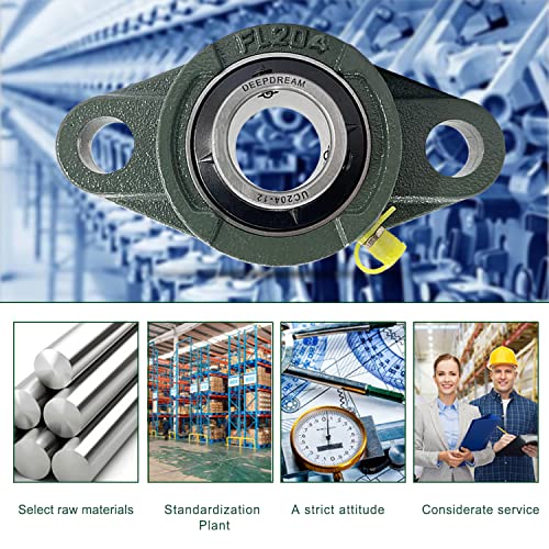 UCFL204-12 Pillow Block Bearing - Pack of 6 Flange Mounted Pillow Block Bearings - Chrome Steel Bearings with 3/4" Bore, Self Alignment - size: UCFL204-12-6PCS