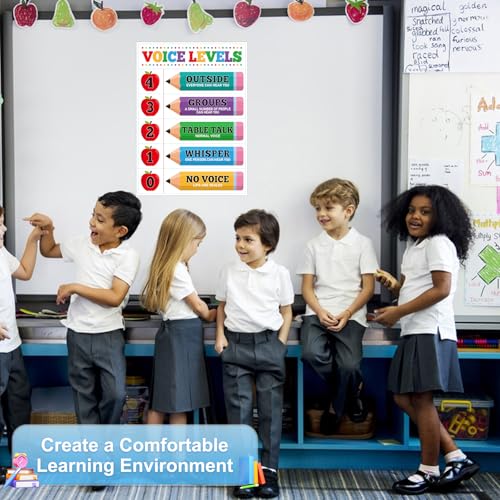 D24TIME 11.2''x 16.5'' Colorful Pencils Voice Level Chart for Classroom - color: Attractive-Pencil