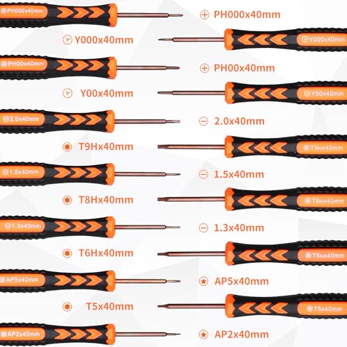 HengTianMei 18-Piece S2 Precision Screwdriver Set with Case- Torx, Phillips, Flat Head, Triangle, Hex, Micro Magnetic Screwdriver Repair Tool Kit for Computer, Phone, PC, Laptop, Eyeglass, Xbox
