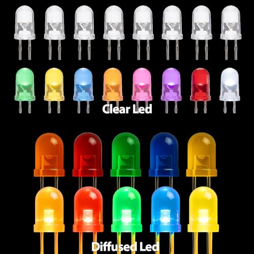EEEEE (20 Types) 301 pcs Long Lead 5mm LED kit and LED diode Lights Emitting Diode LED Assortment Kit for Tiny Small led and Single led Light 5mm WS2812 RGB Flash Dual Color tri Color