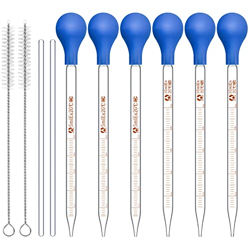 Weewooday 16 Pcs Glass Droppers with Rubber Bulb Stir Rod,Blue,5 Ml, 10 Ml - color: Blue, size: 5 ml, 10 ml