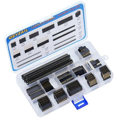 122 Pcs 2.54mm Female Header Pins Kit 3 4 6 8 10 40 Pin PCB Board Connector Compatible with for Arduino DIY Prototyping