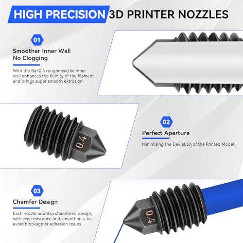 6PCS 0.4mm Hardened Steel Nozzles for Bambu Lab X1/P1 Series