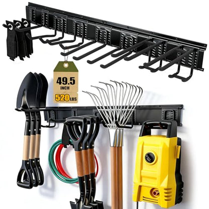 Garage Tool Organizer Wall Mount 49.5", 520lbs Heavy Duty Rack - size: 49.5''-14Pack
