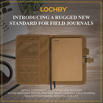 LOCHBY® Field Journal | Planner Cover | Water Resistant Waxed Canvas | Pen Loop | Included Tomoe River Notebook | Perfect for Travel, Art, Bullet Journal - color: Navy, size: A5 Hook