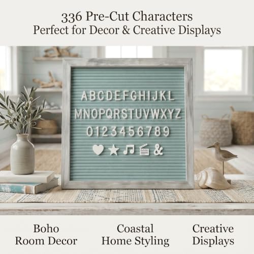 Rustic Turquoise Felt Letter Board 10x10 Inch, 336 Letters with Stand - color: Rustic Turquoise