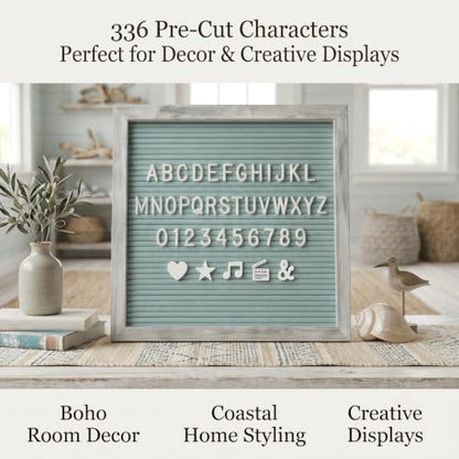Rustic Turquoise Felt Letter Board 10x10 Inch, 336 Letters with Stand - color: Rustic Turquoise