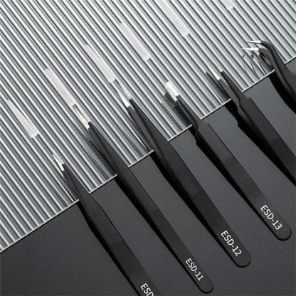 6PCS Precision Tweezers Set, Premium Non-Magnetic Upgraded Anti-Static Stainless Steel Curved of Tweezers, for Electronics, Laboratory Work, Jewelry-Making, Craft, Soldering, etc,