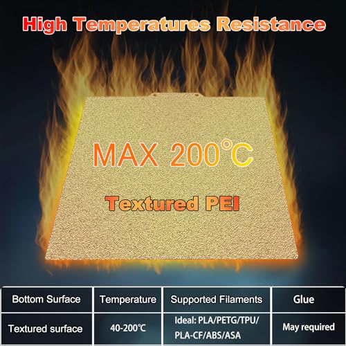 230x230mm Gold PEI Build Plate for Kobra 2/Kobra 2 Pro/Kobra 2 Neo/Kobra/Kobra Go, Double Sided Textured PEI Flexible Spring Steel Platform Heated Printing Bed for Anycubic Kobra 3D Printer - size: 230x230mm
