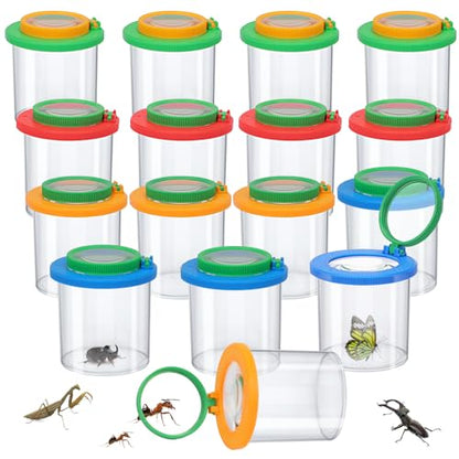 Coopay 16 Pieces Magnifying Insect Box - Bug Viewer, Critter Insect Cage, Container, Bug Catcher Cage, Jar Collecting Kit for Children, Kids Science Nature Exploration Tools - style: 16 Pack Set