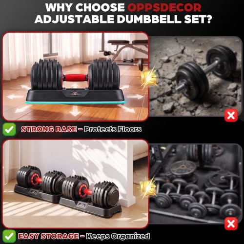OPPSDECOR Adjustable Dumbbell Set of 2, 10-in-1 Free Weight Set 25/50/55 lb - size: 55LB-Pair