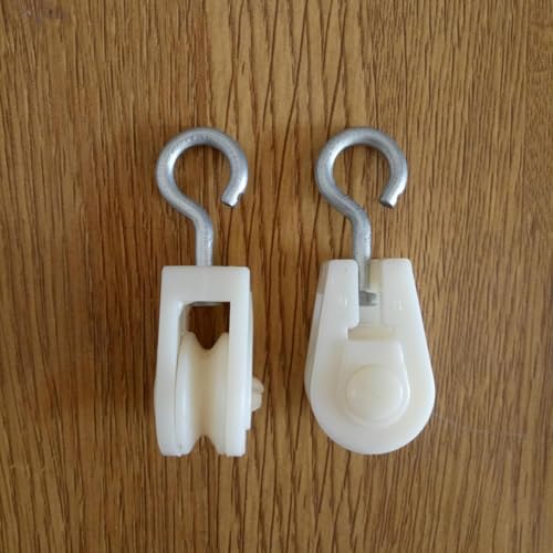 20Pcs White Mini Plastic Pulley Wheel, Lightweight Nylon Small Pulley Wire Rope Pulley Set Nylon Clothesline Pulley Kit for DIY Home School Cranes Pulley Frame Project, Pulley Blocks