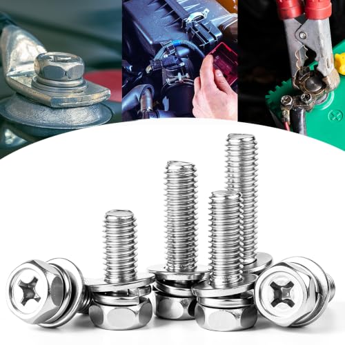 Tnisesm 12PCS M6x14 Battery Terminal Motorcycle Bolts and Nuts Kit, 304 Stainless Steel Battery Bolt with Square Nut for ATV Bike, Motorcycle, Scooter - size: M6*14MM