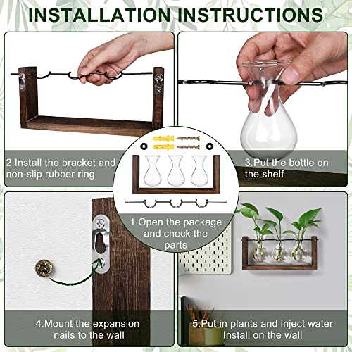 YIBOT Wall Hanging Planter Plant Propagation Stations Glass Flower Vase - size: 3Vase-M