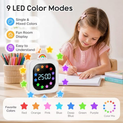 Digital Visual Timer for Kids, Rechargeable 99-Minute Countdown with 12-Star Rainbow LED Display, 9 Color Modes, Silent Mode & Pause, Timer for Classroom, Home & Kitchen - color: Blue