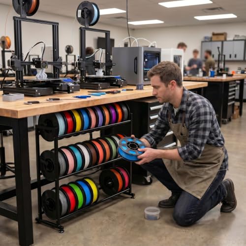 3-Tier 3D Filament Storage Rack - Heavy Duty Metal Spool Shelf for 30 Rolls