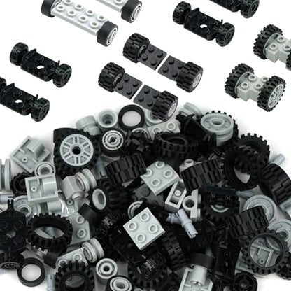 122PCS Wheels Axles Building Set Tires Bulk Bricks Car Parts Accessories - color: Gray1