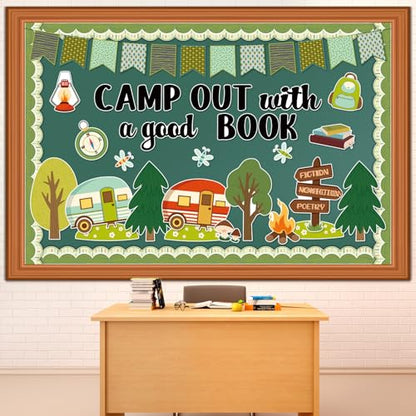 Funrous Camping Theme Bulletin Board Set Camp Classroom Decor - style: Camp