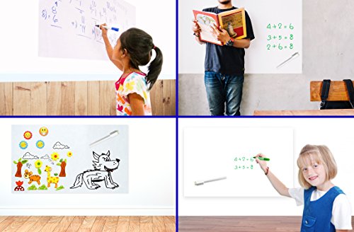 Dry Erase Board with Adhesive Back - White Board Dry Erase Vinyl Wall Decals-Stain Resistant & Portable Dry Erase White Board Magnetic Receptive,for Notes & Memos for Kitchen Home Office(2 ft x10ft) - size: 2 ft x 10 ft