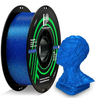 HP3DF Glitter PLA Filament, Twinkling 3D Printer Filament, PLA Filament 1.75mm Dimensional Accuracy +/- 0.02mm, 1KG Spool (2.2 lbs), Fit Most FDM Printer (Glitter Blue) - color: Glitter Blue