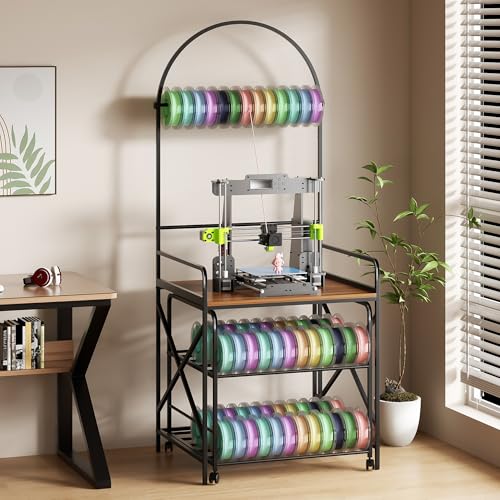 Large 3D Printer Stand with Filament Storage & Rolling Printer Cart