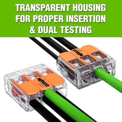 WAGO 221 Series 35pc Compact Splicing Wire Connectors | Includes (10x 221-2401), (10x 221-412), (10x 221-413), (5X 221-415) | WAGO Wire Connectors | 221 Straight Inline Splice | Electrical Lever Nuts - style: NAA221-35