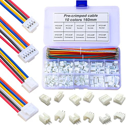 JST Connector Kit 2.0mm Pitch JST-HY 2.0 Female Connector with Premium 22AWG Pre-Crimped Cables,HY 2.0mm with Lock Connector 2/3/4/5/6 Pin Female Housing (HY-MM-Kit) - size: JST-2.0MM-HY