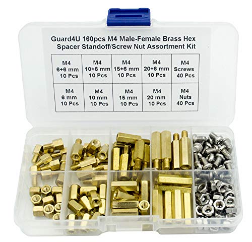 160pcs M4 Male-Female Brass Hex Spacer Standoff/Screw Nut Assortment Kit - size: M4