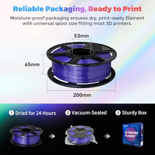 Flashforge 3D Printer Filament Silk PLA 1.75mm 1kg Spool-Dimensional Accuracy +/- 0.02mm (Blue) - color: Blue
