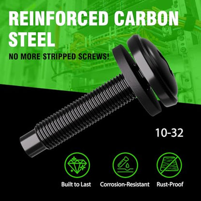 XOOL 50-Pack 10-32 Rack Screws with Washers – Durable, Rust-Resistant for Server Racks and Audio Equipment Mounts - color: 10-32