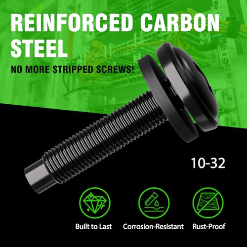 XOOL 50-Pack 10-32 Rack Screws with Washers – Durable, Rust-Resistant for Server Racks and Audio Equipment Mounts - color: 10-32