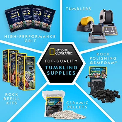 NATIONAL GEOGRAPHIC Rock Tumbler Refill Kit - 1 Lb. Jasper Rocks for Tumbling - 8 Varieties including Mookaite and Kabamba - Rock Tumbler Supplies include Rock Tumbler Grit and Jewelry Accessories - style: Jasper Mix