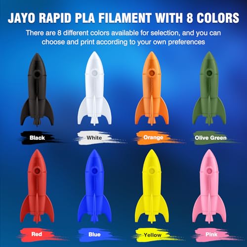 JAYO Rapid PLA 3D Printer Filament Bundle 2KG, 8 Pack 250g - color: 0.25kg*8(black/White/Blue/Red/Pink/Orange/Yellow/Green)