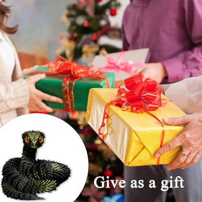 3D Printed Animals Set 3D Printed Snake Toys 3D Printed Articulated Flexible Fidget Toy 3D Printed Animals Exquisite Cute Pet Toy Children/Adults Fidget Toys (Black & Gold, 23.6) - color: Black & Gold, size: 23.6