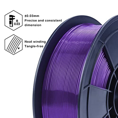 ZIRO Translucent PLA Filament 1.75mm, Fit Most FDM Printers, 1KG Purple - color: Translucent-purple