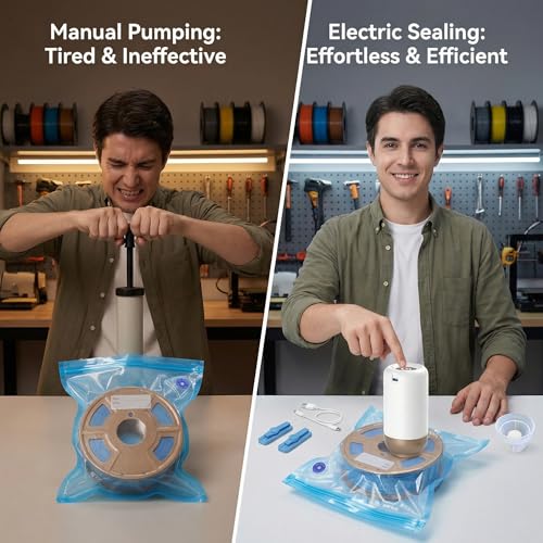 Filament Storage Bags with Auto Pump - Upgraded 20 Extra Large Filament Bags (13.39 * 11.81 inch) Plus 4 Clips - Extra Large Filament Vacuum Bags (Set A)