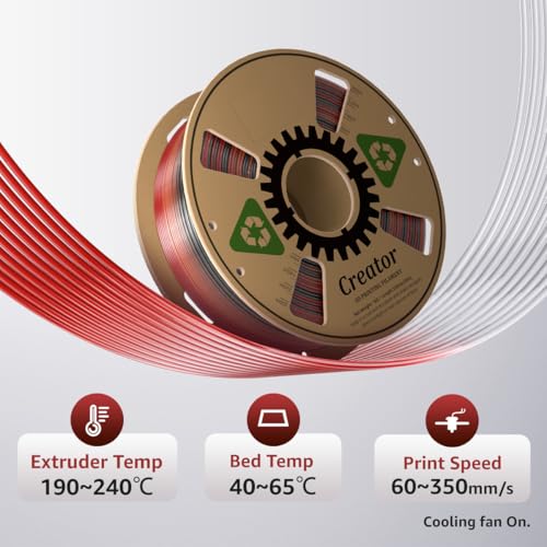 Creator 3D Printer Filament PLA 1.75mm, Crystal Gothic Rose Color, Dimensional Accuracy +/- 0.02 mm, 1kg Spool (2.2 lbs), Semi-Transparent Crimson Red - color: Pla Crystal Gothic Rose