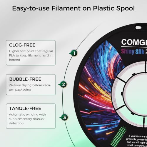 Comgrow Tri-Colors Silk PLA 3D Printer Filament, Rainbow PLA Filament 1.75mm, Dimensional Accuracy +/- 0.02 mm, 1KG Spool, Coextrusion 3D Filament with Shiny Silk Golden-Green-Black - color: Golden & Green & Black