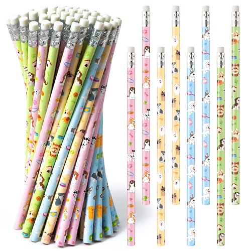 Xqumoi 60Pcs Dog Pencils with Eraser - Cute Puppy Paw #2 HB Pencils, School Classroom Student Rewards Office Supply Pet Lovers Gift Goodie Bag Fillers Stuffers Birthday Party Favors - style: Puppy